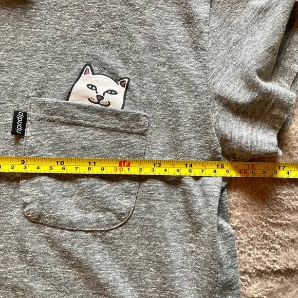 Gray RIPNDIP short sleeve tee shirt with pocket. Size M - Picture 7 of 9